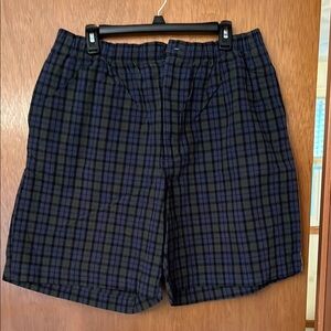 John Ashford Men's Blue and Black Plaid Shorts